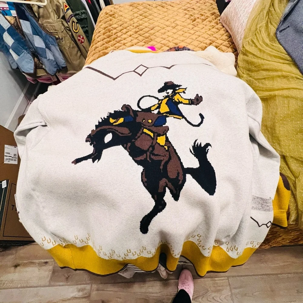 Cowboy Knit Cardigan - Cream and Brown - Picture 1 of 4